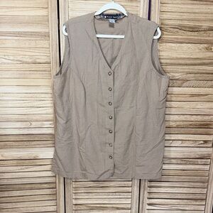 Blast Point Beige Tan Sleeveless Button-Down Shirt Vest  Size 2X